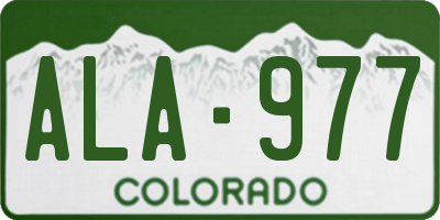 CO license plate ALA977