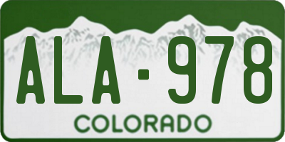 CO license plate ALA978