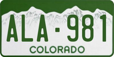 CO license plate ALA981