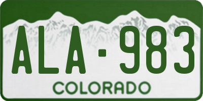 CO license plate ALA983