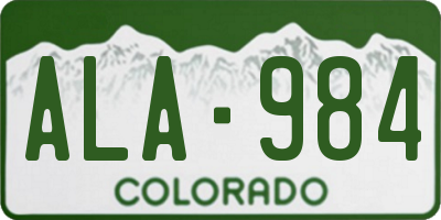 CO license plate ALA984