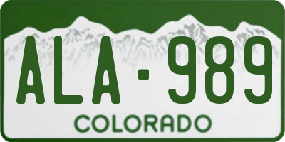 CO license plate ALA989