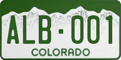 CO license plate ALB001