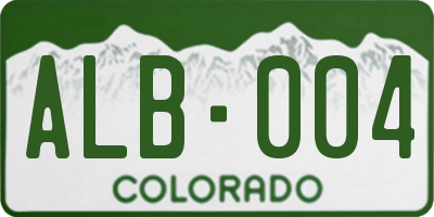 CO license plate ALB004