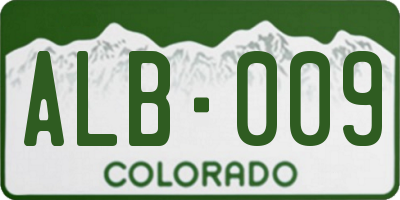 CO license plate ALB009