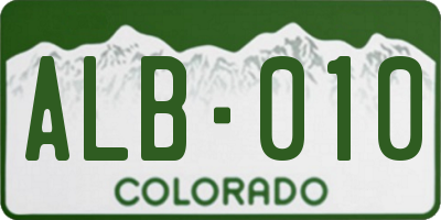 CO license plate ALB010