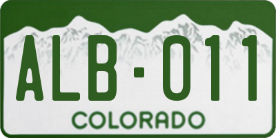 CO license plate ALB011