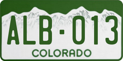 CO license plate ALB013