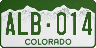 CO license plate ALB014