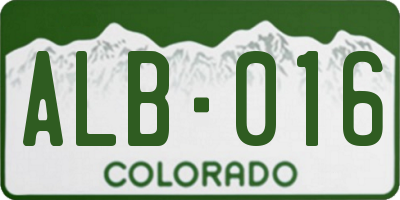 CO license plate ALB016