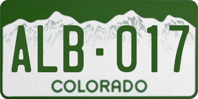 CO license plate ALB017