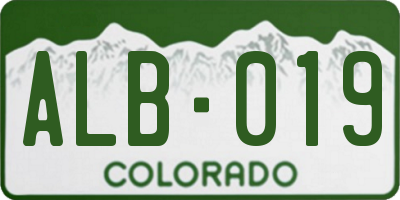 CO license plate ALB019