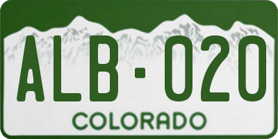 CO license plate ALB020
