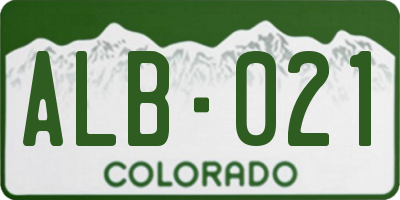 CO license plate ALB021