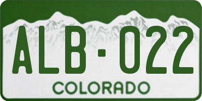 CO license plate ALB022
