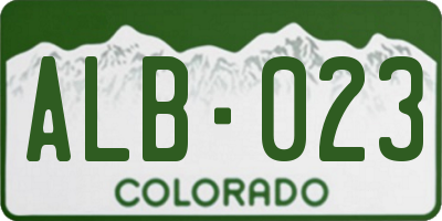 CO license plate ALB023