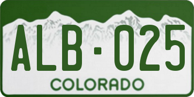 CO license plate ALB025