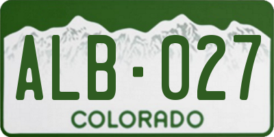 CO license plate ALB027