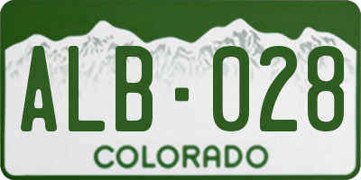 CO license plate ALB028