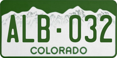 CO license plate ALB032