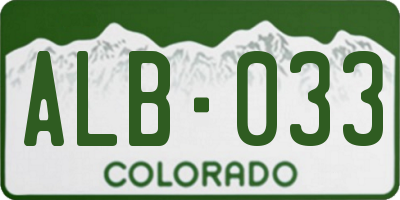 CO license plate ALB033