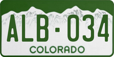 CO license plate ALB034