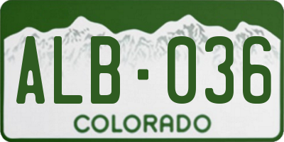 CO license plate ALB036