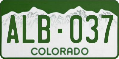 CO license plate ALB037