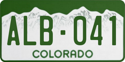 CO license plate ALB041
