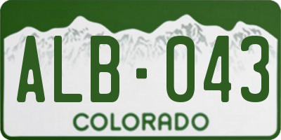 CO license plate ALB043