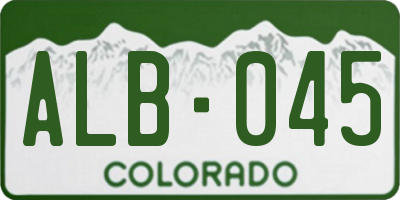 CO license plate ALB045