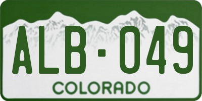 CO license plate ALB049
