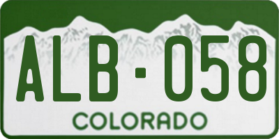 CO license plate ALB058