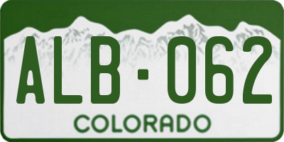 CO license plate ALB062