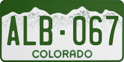 CO license plate ALB067