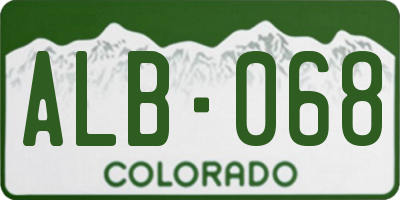 CO license plate ALB068