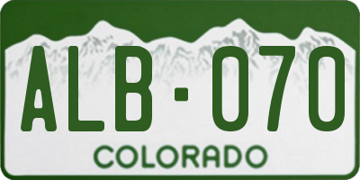 CO license plate ALB070