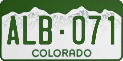 CO license plate ALB071