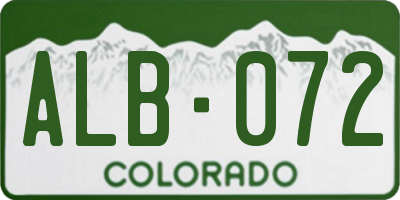 CO license plate ALB072
