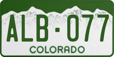 CO license plate ALB077