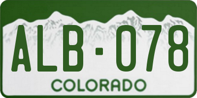 CO license plate ALB078