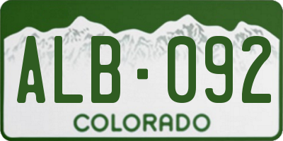 CO license plate ALB092