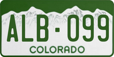 CO license plate ALB099
