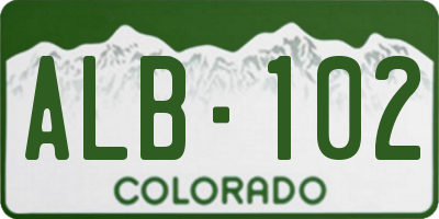 CO license plate ALB102