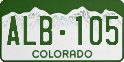 CO license plate ALB105