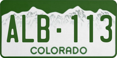 CO license plate ALB113