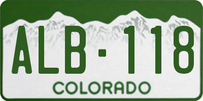 CO license plate ALB118