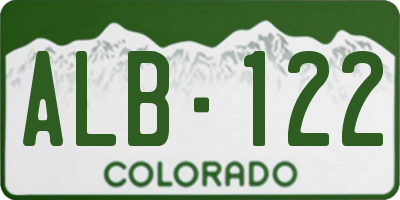CO license plate ALB122