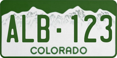 CO license plate ALB123