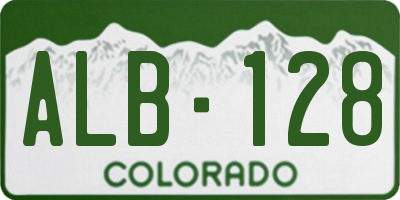 CO license plate ALB128